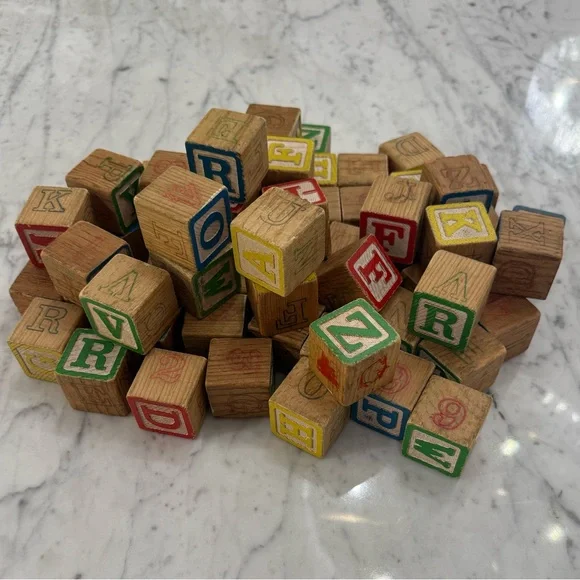 Playskool 1978 Colorful Alphabet & Number Wooden Blocks Large Lot of 62 - Picture 3 of 9